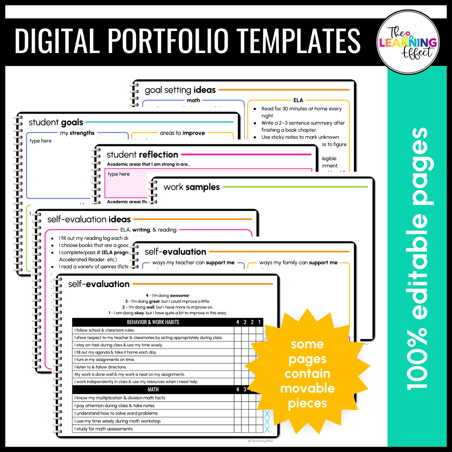 Student Led Conferences Google Slides | Editable Digital Portfolio Virtual Forms