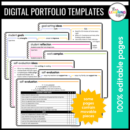 Student Led Conferences Google Slides | Editable Digital Portfolio Virtual Forms