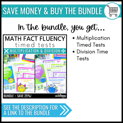 Division Timed Tests | Math Fact Fluency Practice Worksheets and Tracker