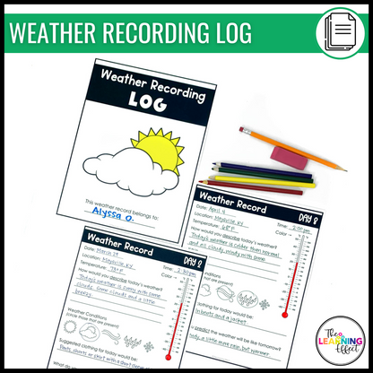 Weather Resources BUNDLE | Recording Log | Tracker Chart | Review Game Show