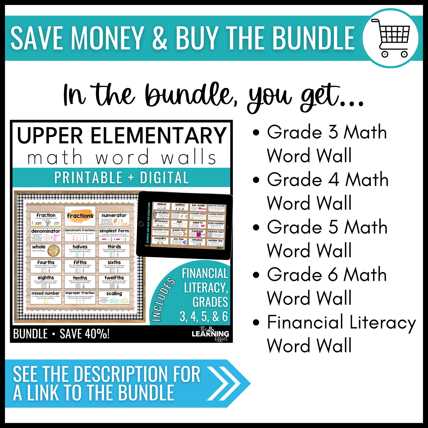 Financial Literacy Vocabulary Word Wall | Printable Cards & Digital Google Slides