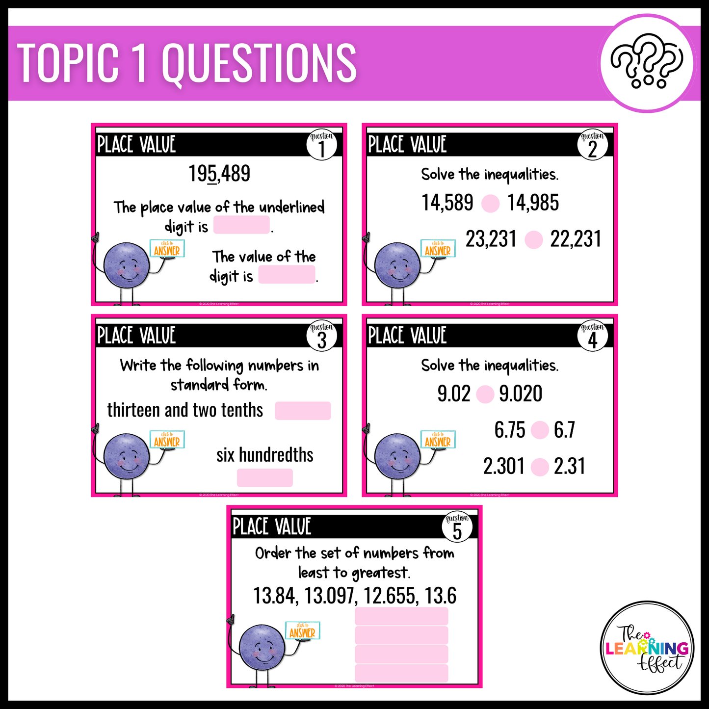 5th Grade Math Spiral Review #1 Google Slides | Digital Task Cards Test Prep Activity