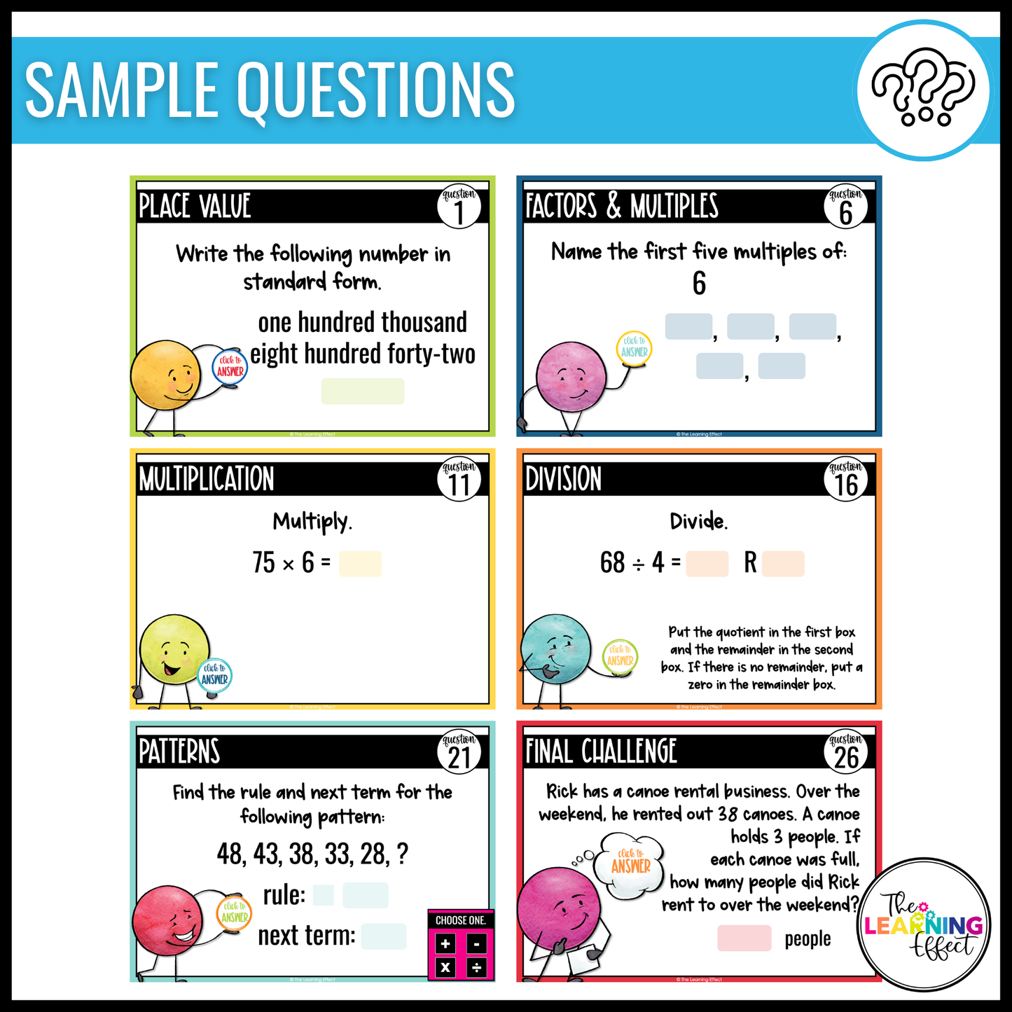4th Grade Math Google Slides BUNDLE | All Standards Digital Task Cards Activities