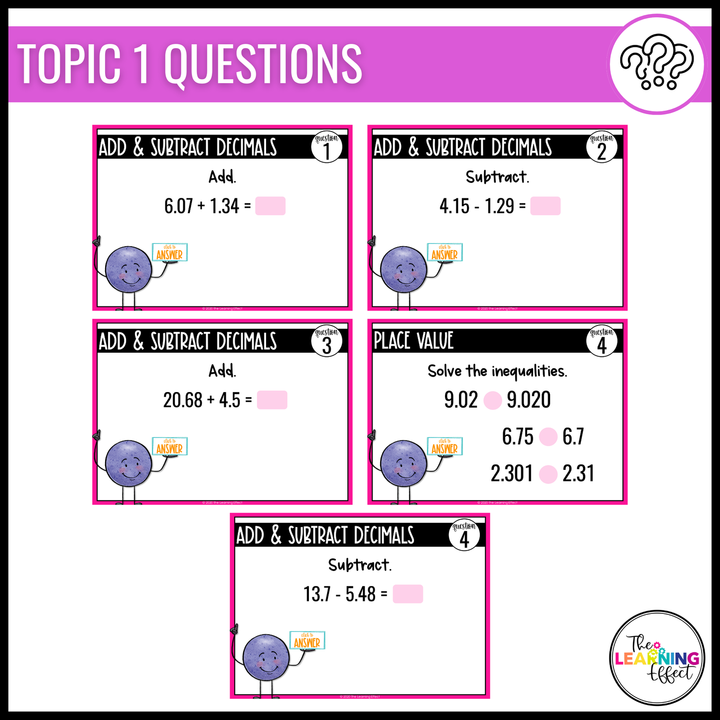 5th Grade Math Spiral Review #2 Google Slides | Digital Task Cards Test Prep Activity
