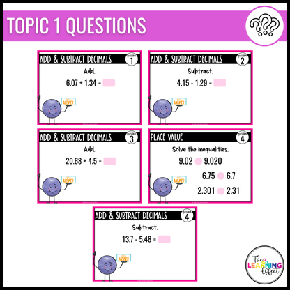 5th Grade Math Spiral Review #2 Google Slides | Digital Task Cards Test Prep Activity