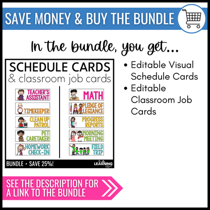 Visual Schedule Cards | Editable Daily Classroom Labels