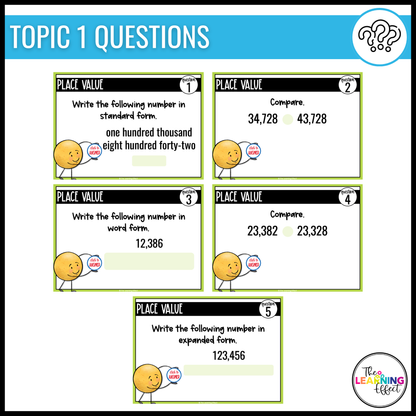 4th Grade Math Spiral Review #1 Google Slides | Digital Task Cards Test Prep Activity