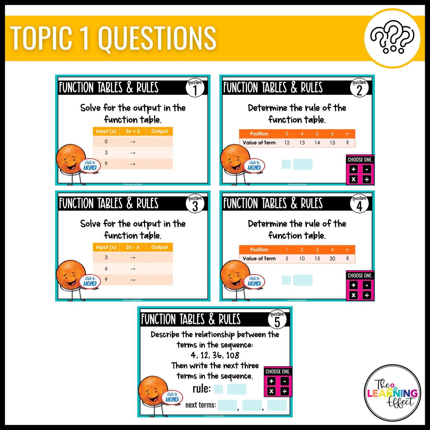 Functions and One Step Inequalities Google Slides | 6th Grade Digital Task Cards