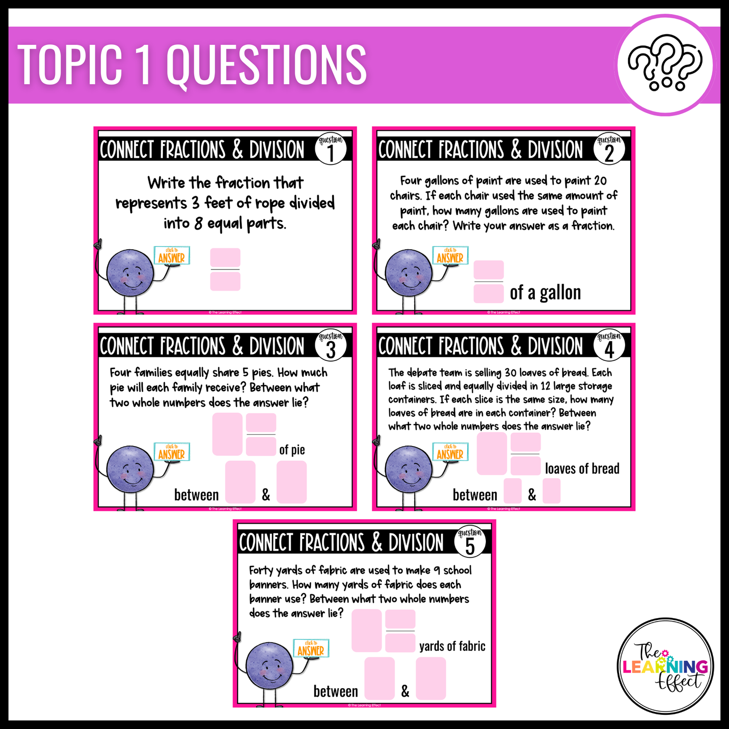 Fractions as Division Google Slides | 5th Grade Digital Task Cards Math Activity