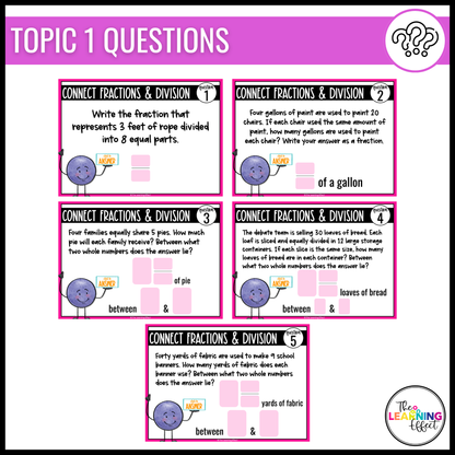 Fractions as Division Google Slides | 5th Grade Digital Task Cards Math Activity