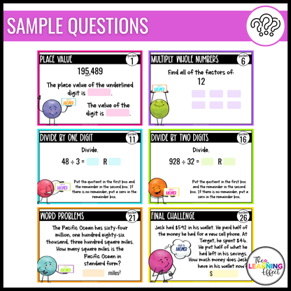 5th Grade Math Google Slides BUNDLE | All Standards Digital Task Cards Activities