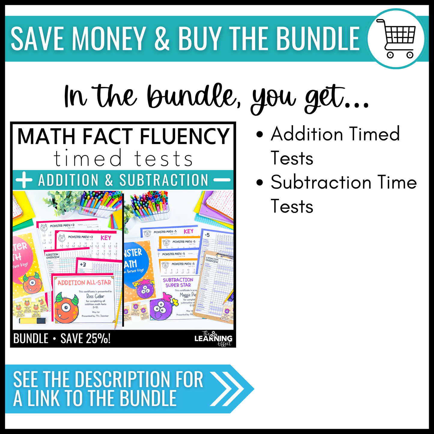 Subtraction Timed Tests | Math Fact Fluency Practice Worksheets and Tracker