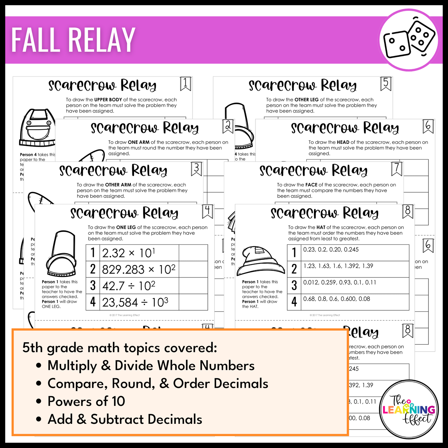 5th Grade Math Review Relay Games BUNDLE | Fun No Prep Whole Class Activities