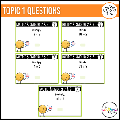 3rd Grade Math Spiral Review #2 Google Slides | Digital Task Cards Test Prep Activity