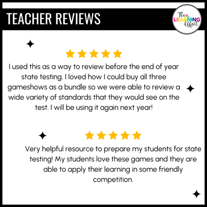 5th Grade Math Spiral Review #1-3 Game Shows BUNDLE | End of Year Test Prep Activities