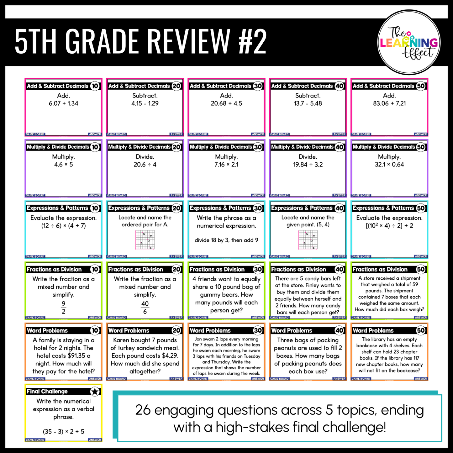 5th Grade Math Spiral Review #1-3 Game Shows BUNDLE | End of Year Test Prep Activities