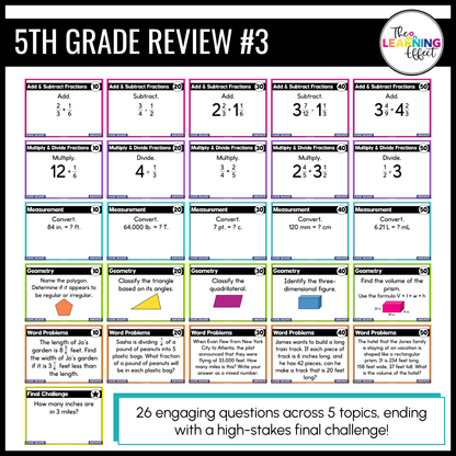 5th Grade Math Spiral Review #1-3 Game Shows BUNDLE | End of Year Test Prep Activities