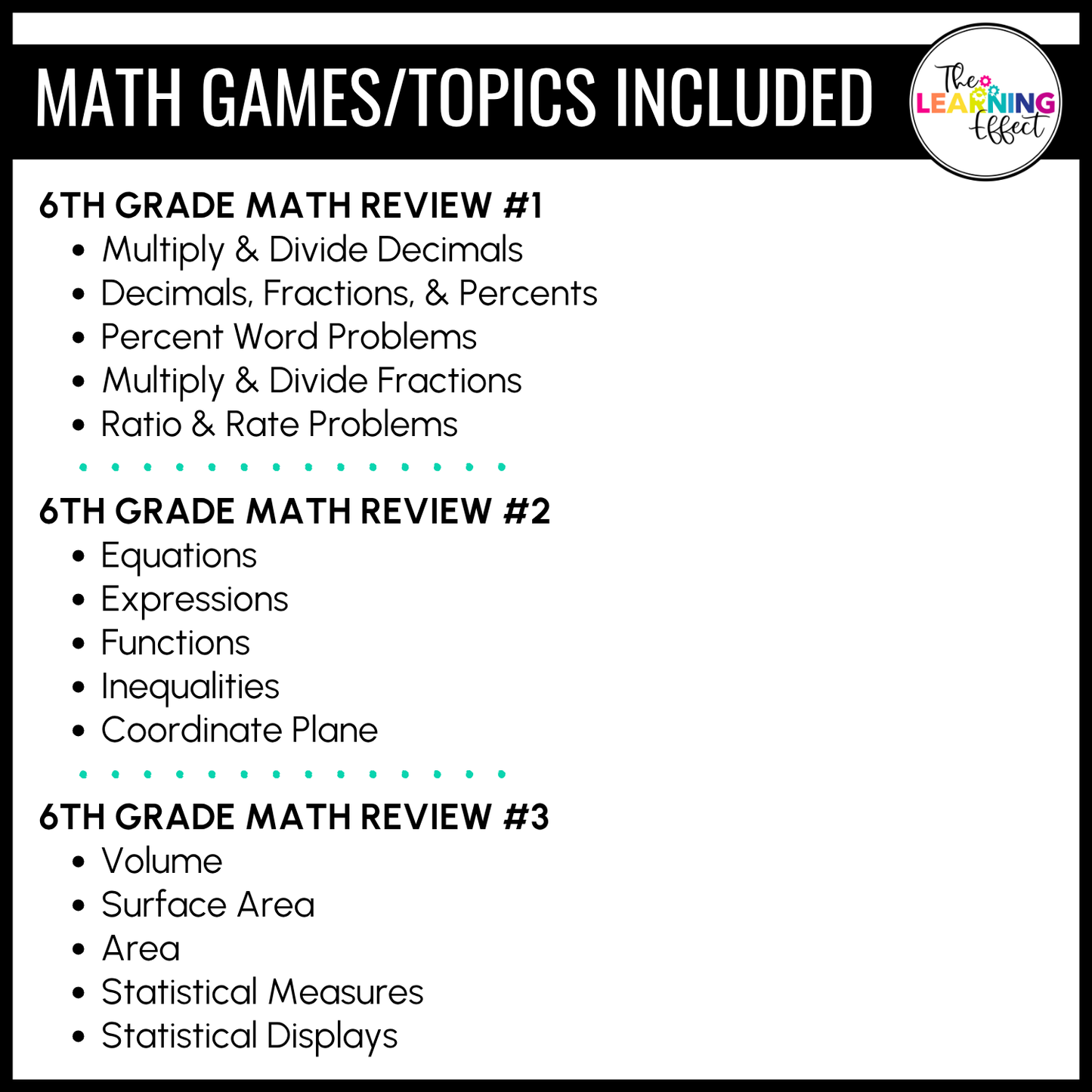 6th Grade Math Spiral Review #1-3 Game Shows BUNDLE | End of Year Test Prep Activities