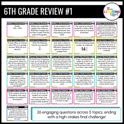 6th Grade Math Spiral Review #1-3 Game Shows BUNDLE | End of Year Test Prep Activities