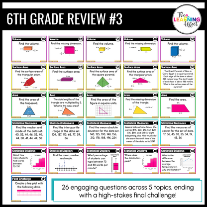 6th Grade Math Spiral Review #1-3 Game Shows BUNDLE | End of Year Test Prep Activities