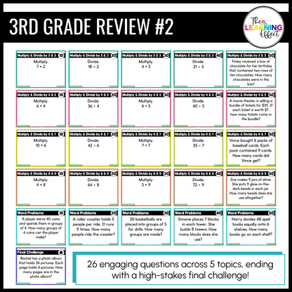 3rd Grade Math Spiral Review #1-3 Game Shows BUNDLE | End of Year Test Prep Activities