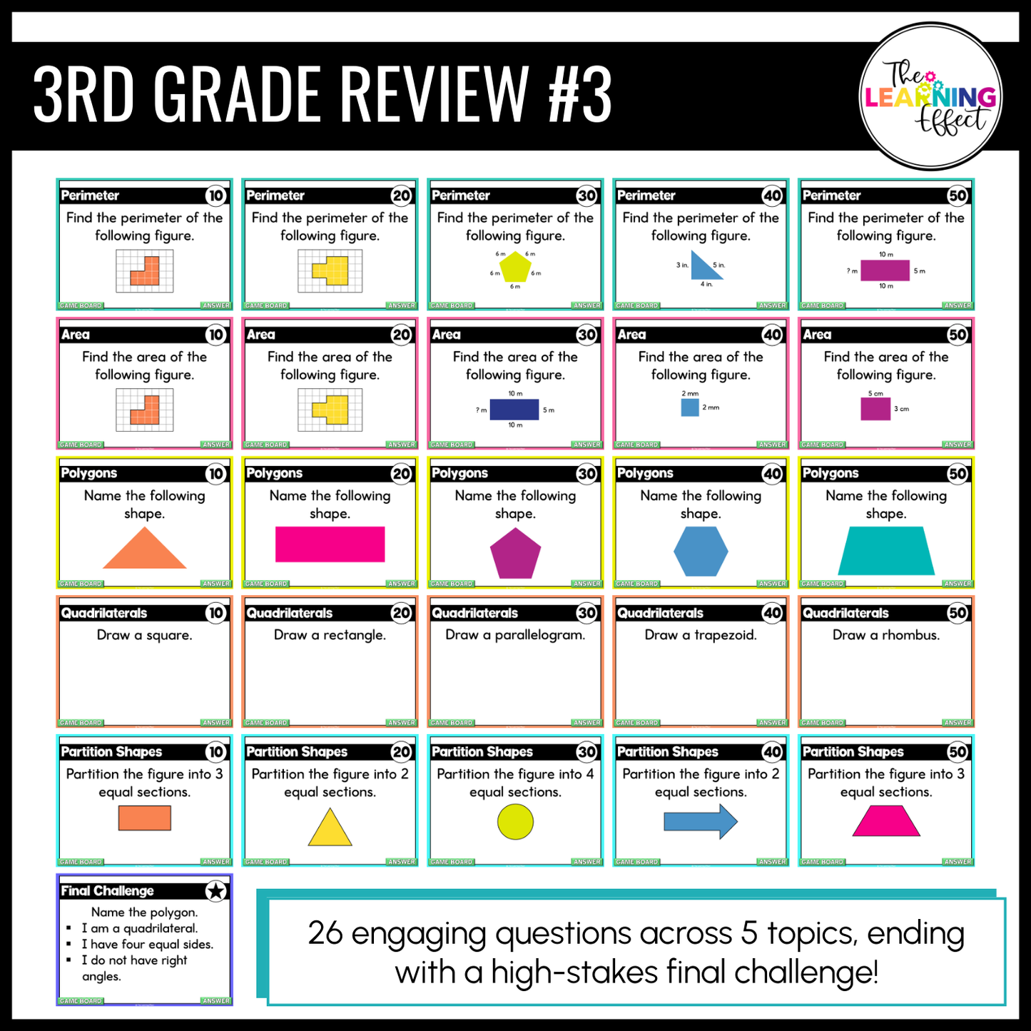 3rd Grade Math Spiral Review #1-3 Game Shows BUNDLE | End of Year Test Prep Activities