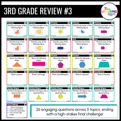 3rd Grade Math Spiral Review #1-3 Game Shows BUNDLE | End of Year Test Prep Activities