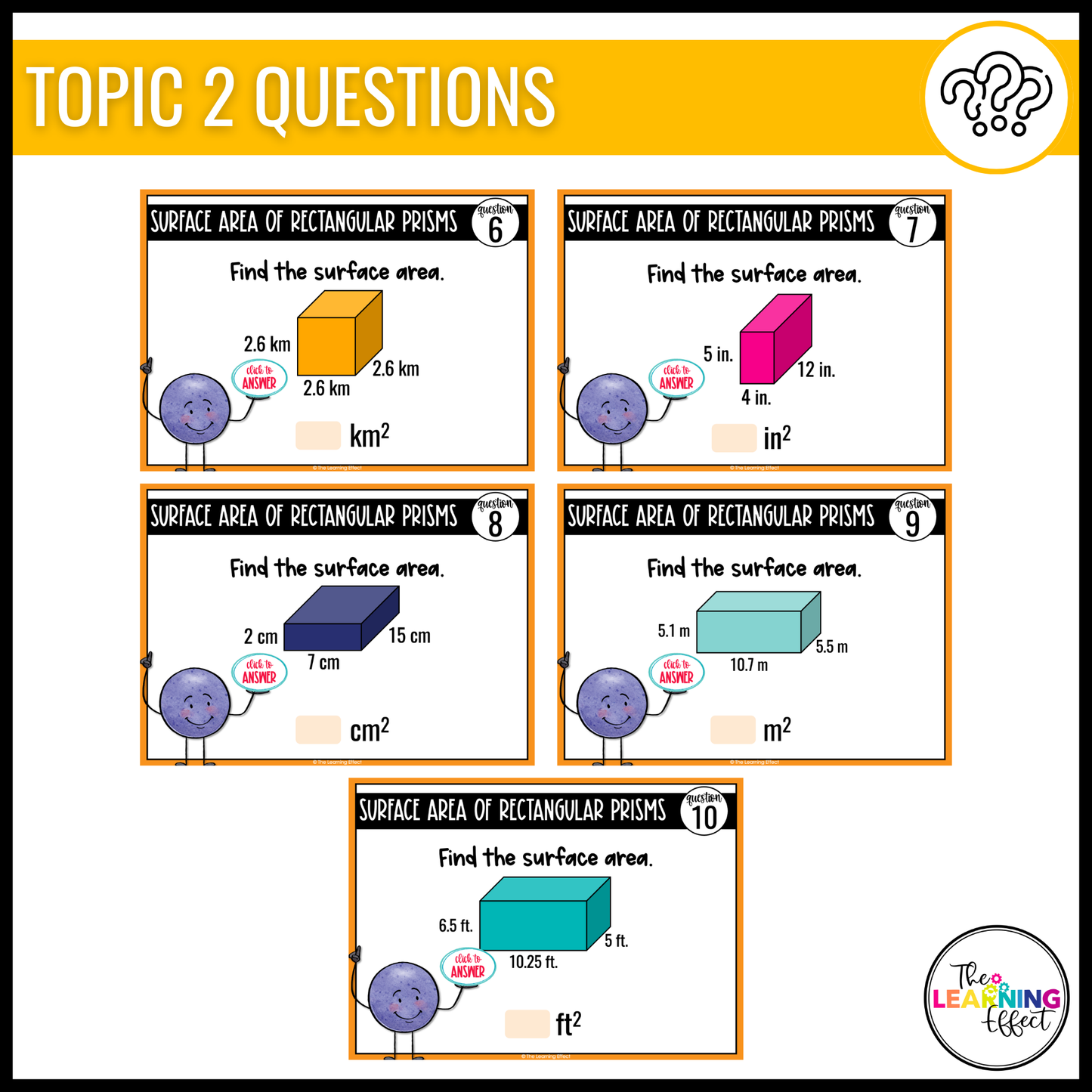 Volume and Surface Area Google Slides | 6th Grade Digital Task Cards Activity