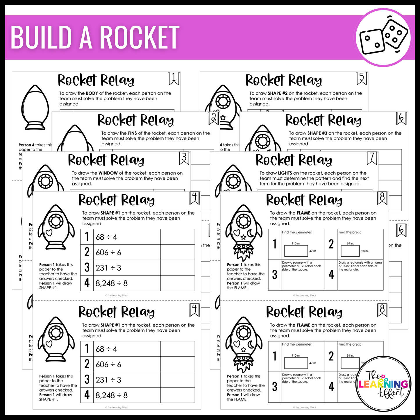 Back to School Math Game for 5th Grade | 4th Grade No Prep Review Relay Activity