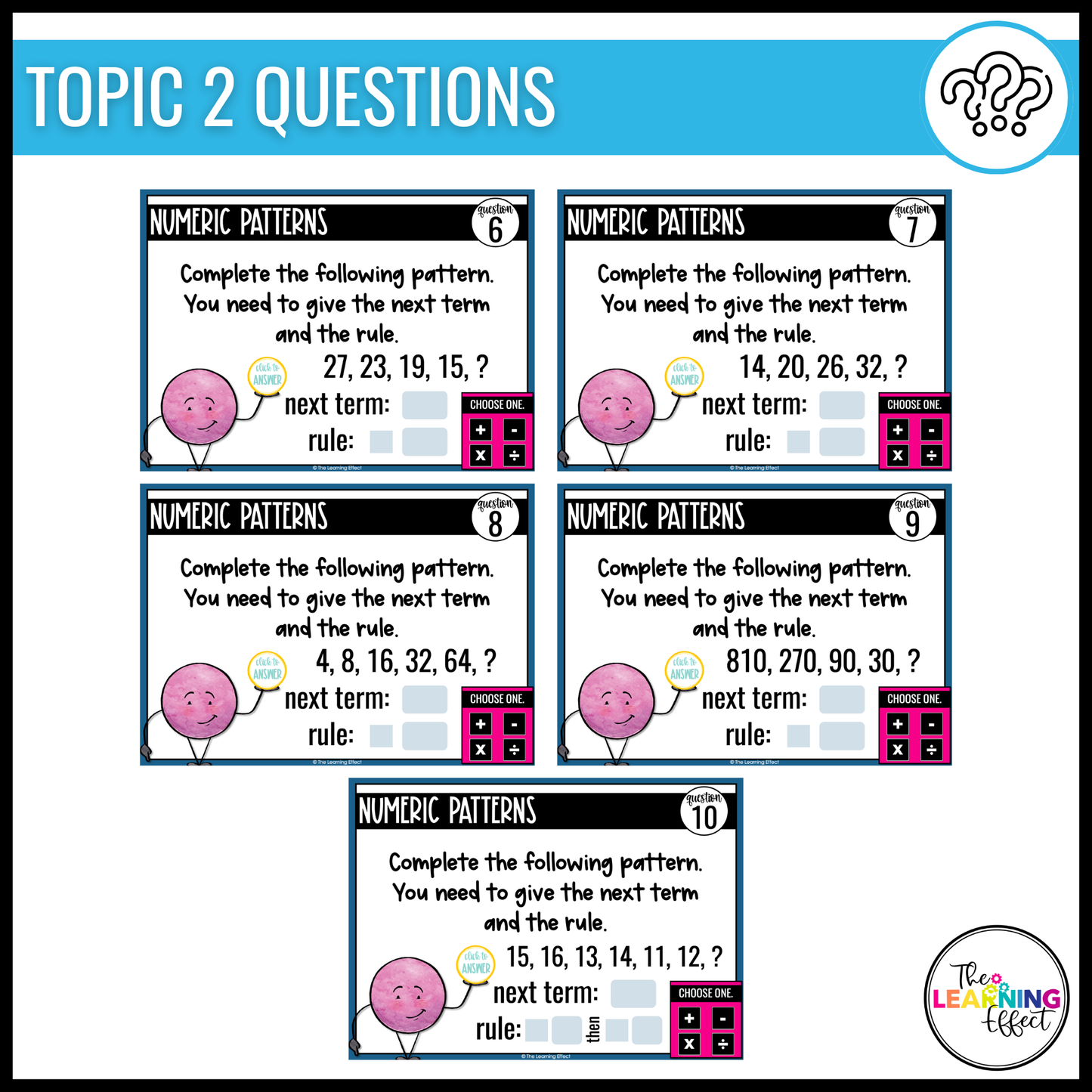 Patterns, Sequences, and Line Plots Google Slides | 4th Grade Digital Task Cards Activity