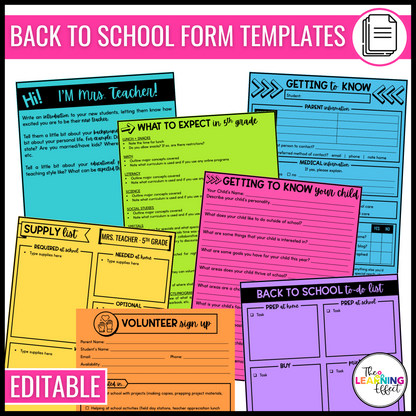 Back to School Forms BUNDLE | Classroom Checklists and Printables | Parent Packet