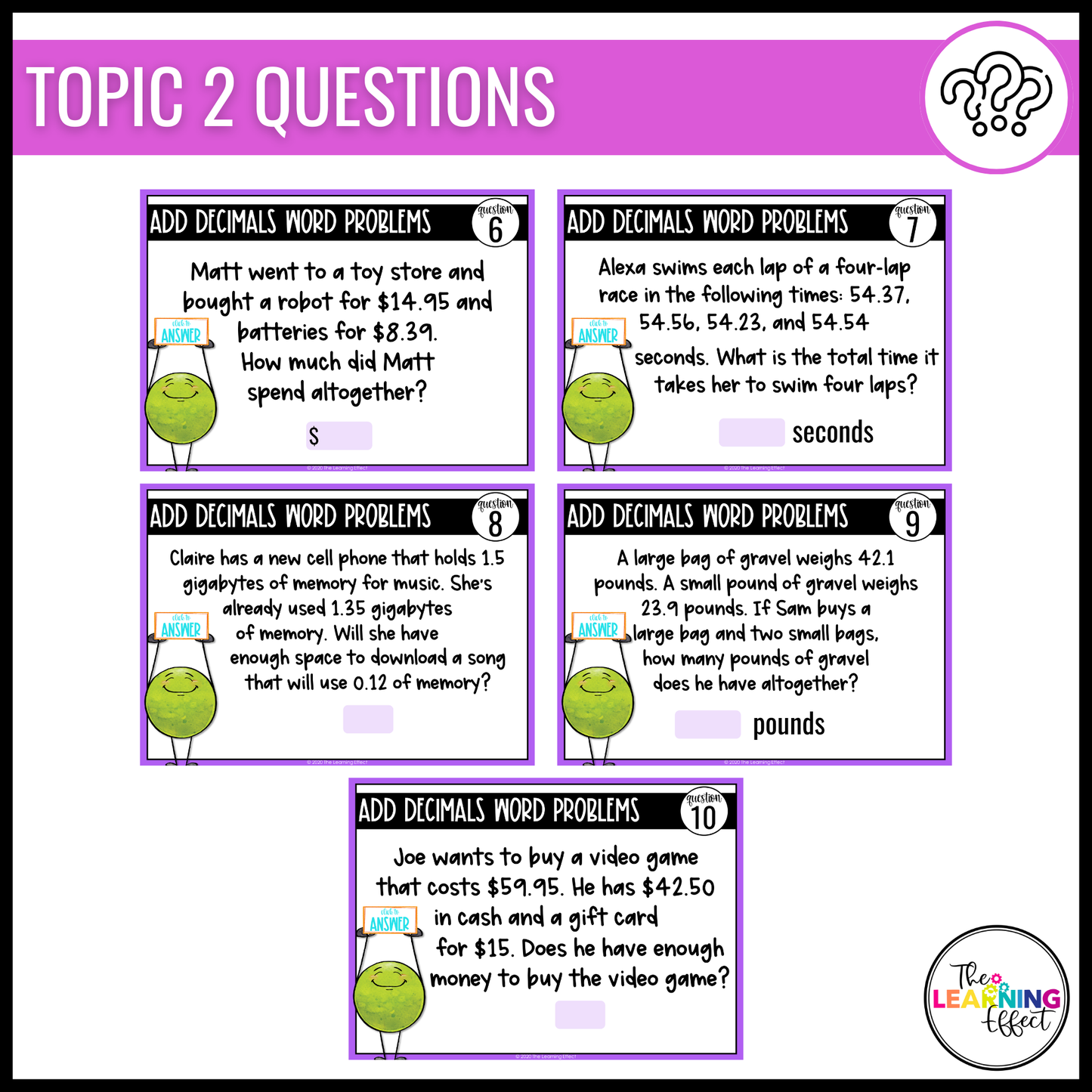 Adding and Subtracting Decimals Google Slides | 5th Grade Math Digital Task Cards