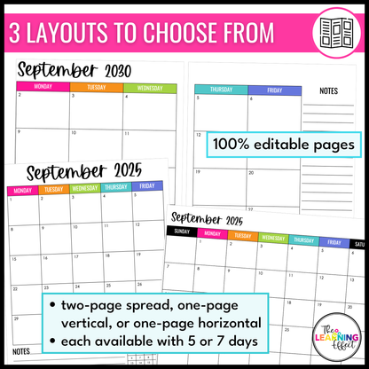 Editable Monthly Calendar Templates 2026 - 2030 | Printable and Digital