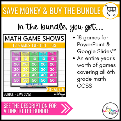 6th Grade Math Fraction, Decimal, and Percent Game Shows BUNDLE | Test Prep Review Activities