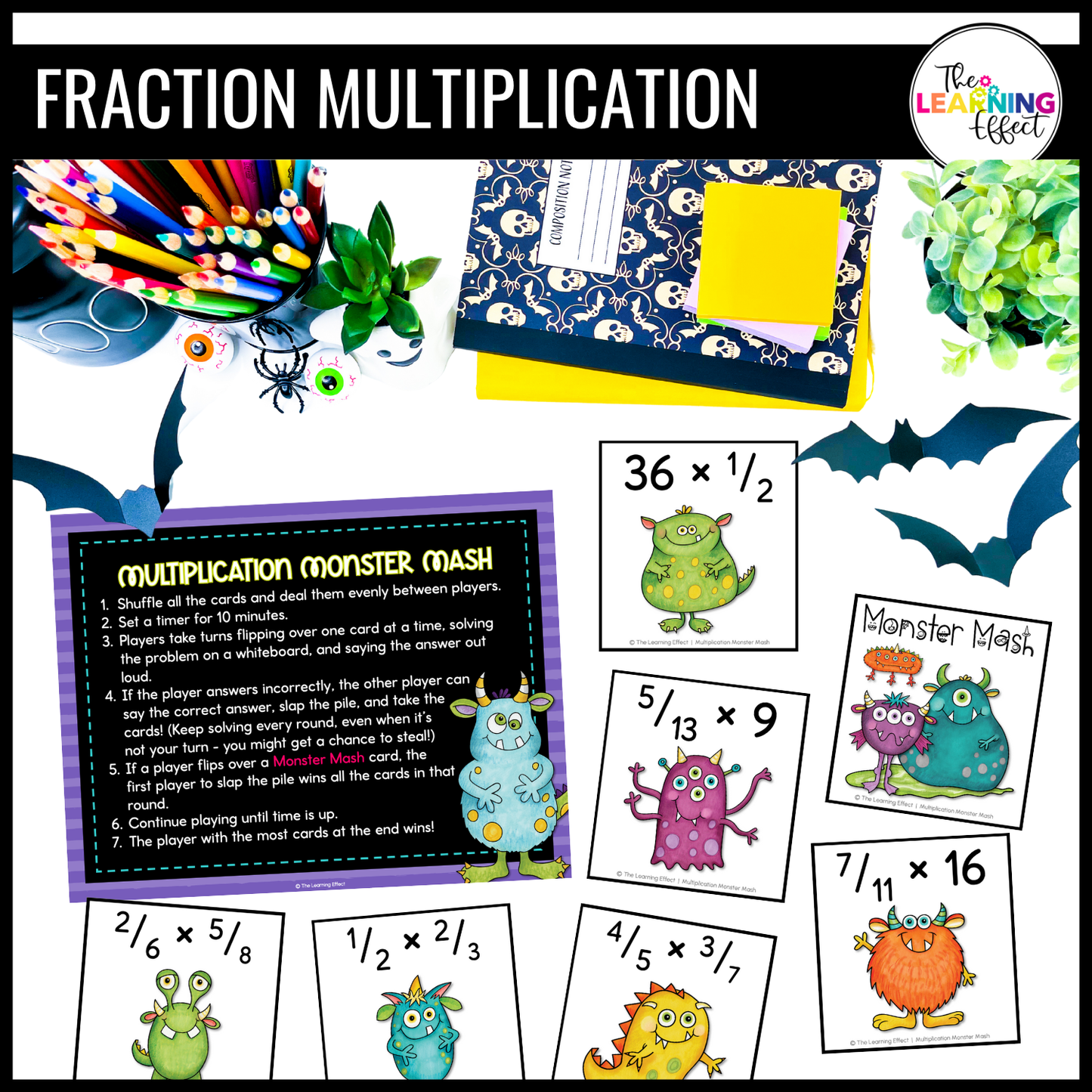 Halloween Math Centers Activities Games 6th Grade | Decimals, Fractions