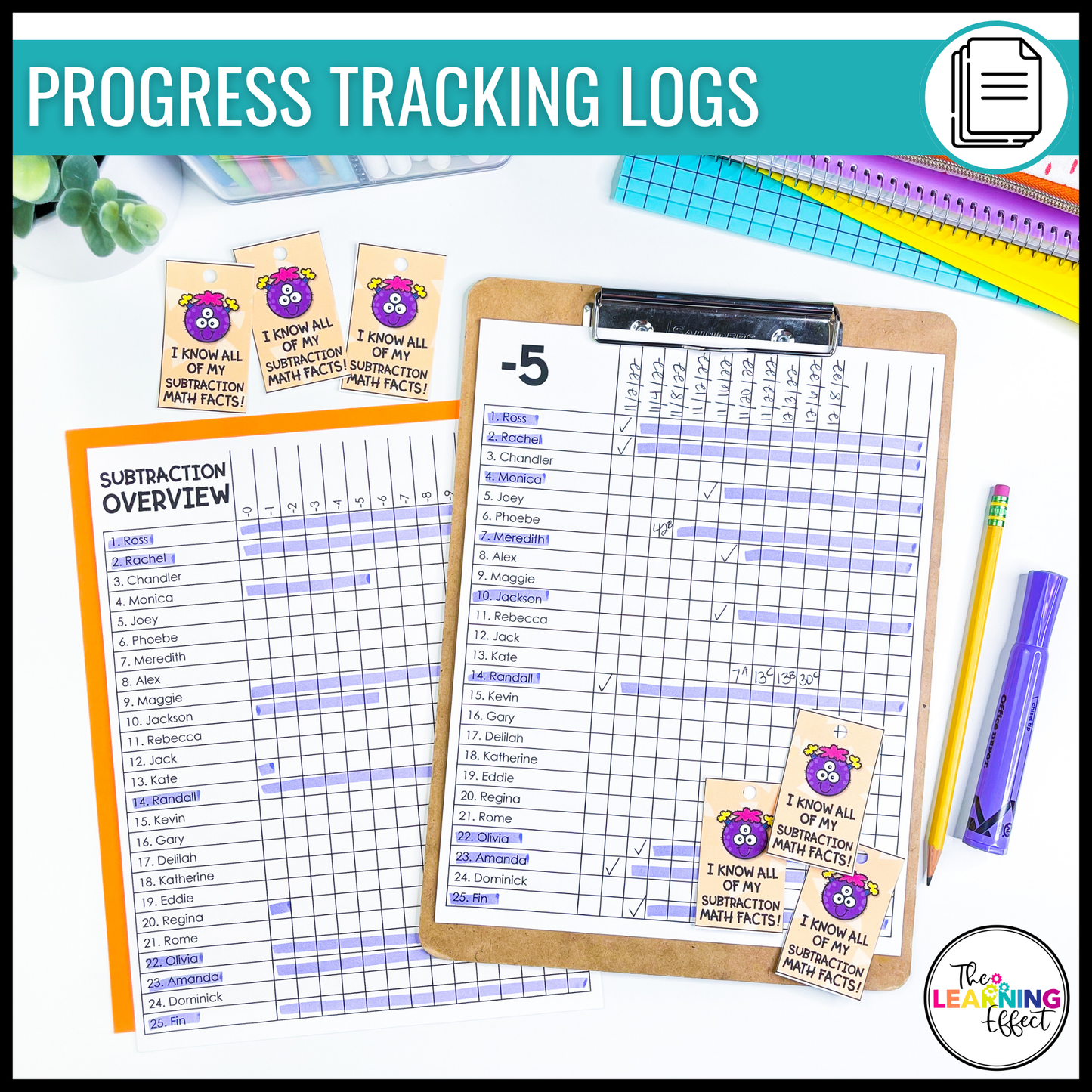 Subtraction Timed Tests | Math Fact Fluency Practice Worksheets and Tracker