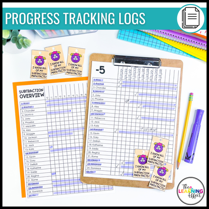 Subtraction Timed Tests | Math Fact Fluency Practice Worksheets and Tracker