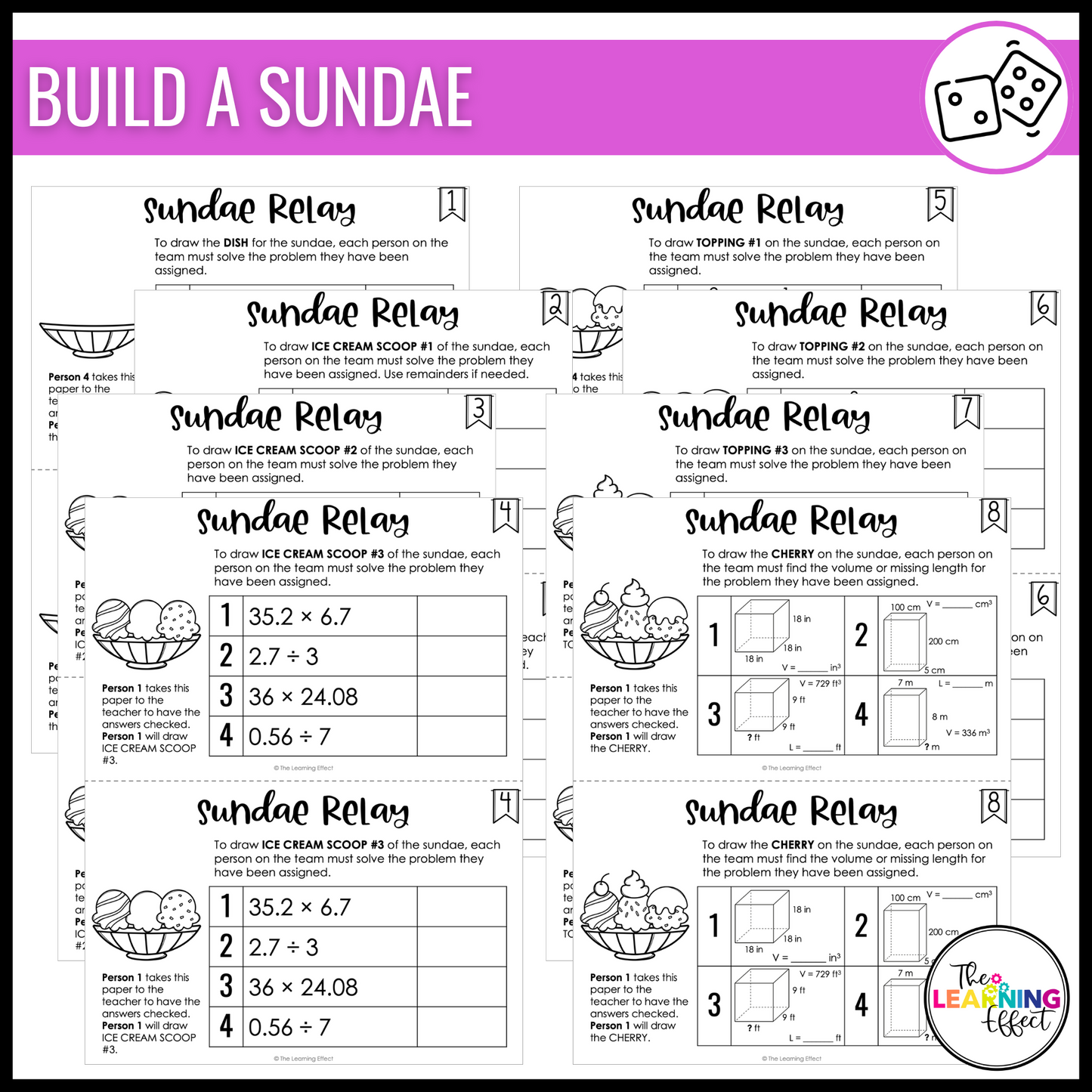 End of the Year Math Game for 5th Grade | Relay Review Test Prep Activity