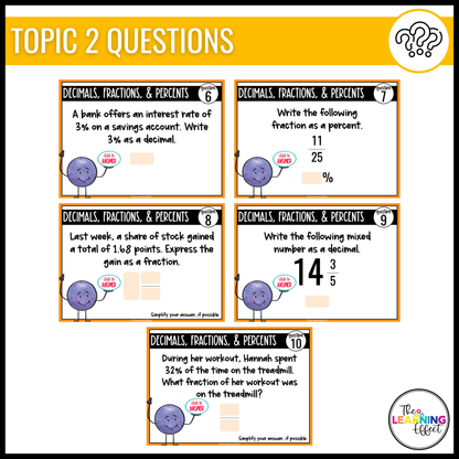 6th Grade Math Spiral Review #1 Google Slides | Digital Task Cards Test Prep Activity
