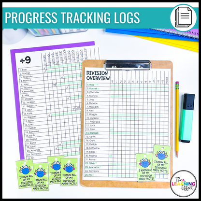 Division Timed Tests | Math Fact Fluency Practice Worksheets and Tracker