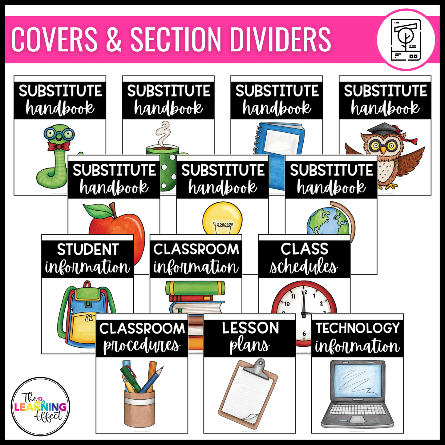 Substitute Teacher Binder Templates Editable | Print and Digital Sub Tub Pages