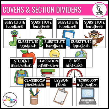 Substitute Teacher Binder Templates Editable | Print and Digital Sub Tub Pages