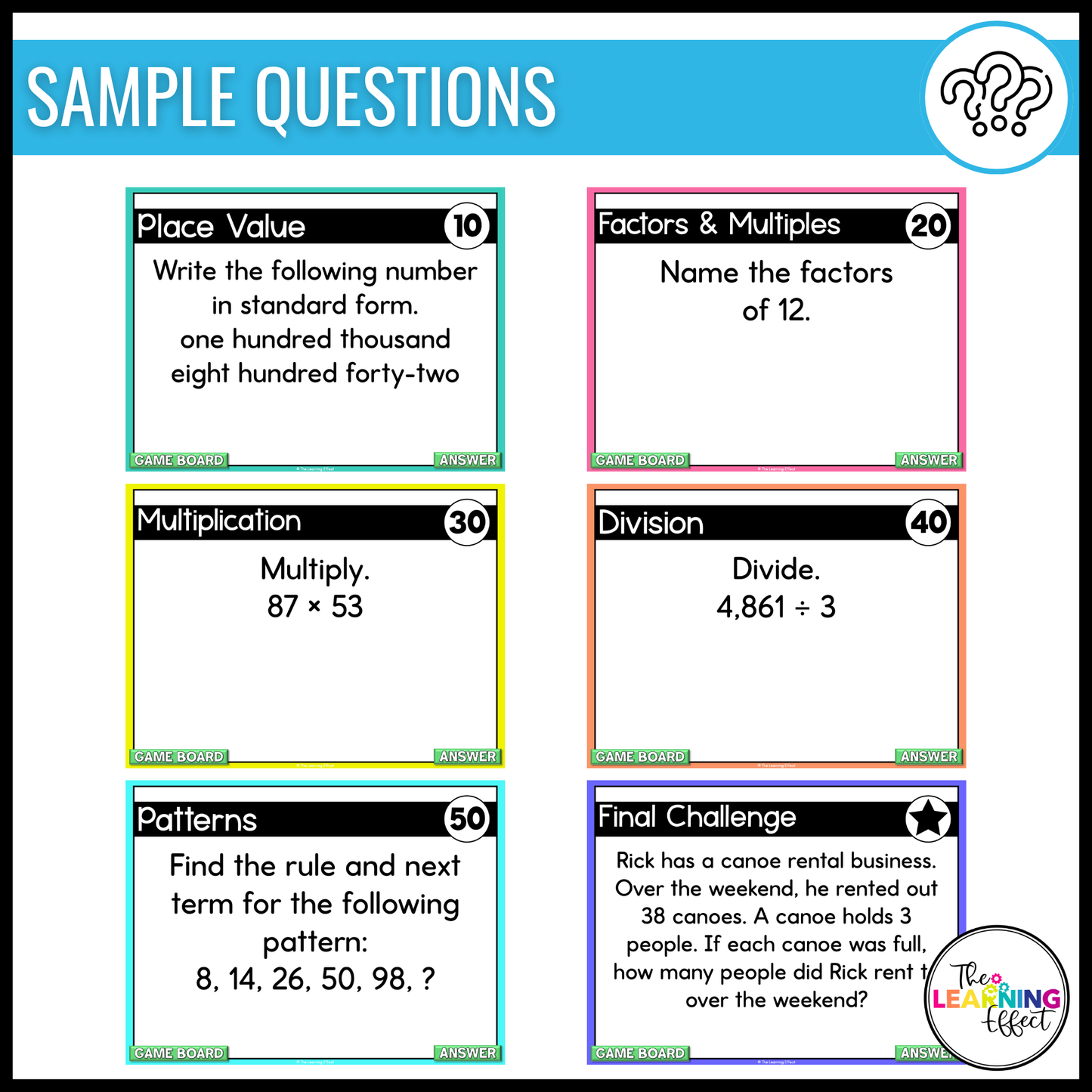 4th Grade Math Game Show BUNDLE | All Standards Test Prep Review Activities