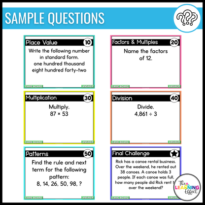 4th Grade Math Game Show BUNDLE | All Standards Test Prep Review Activities