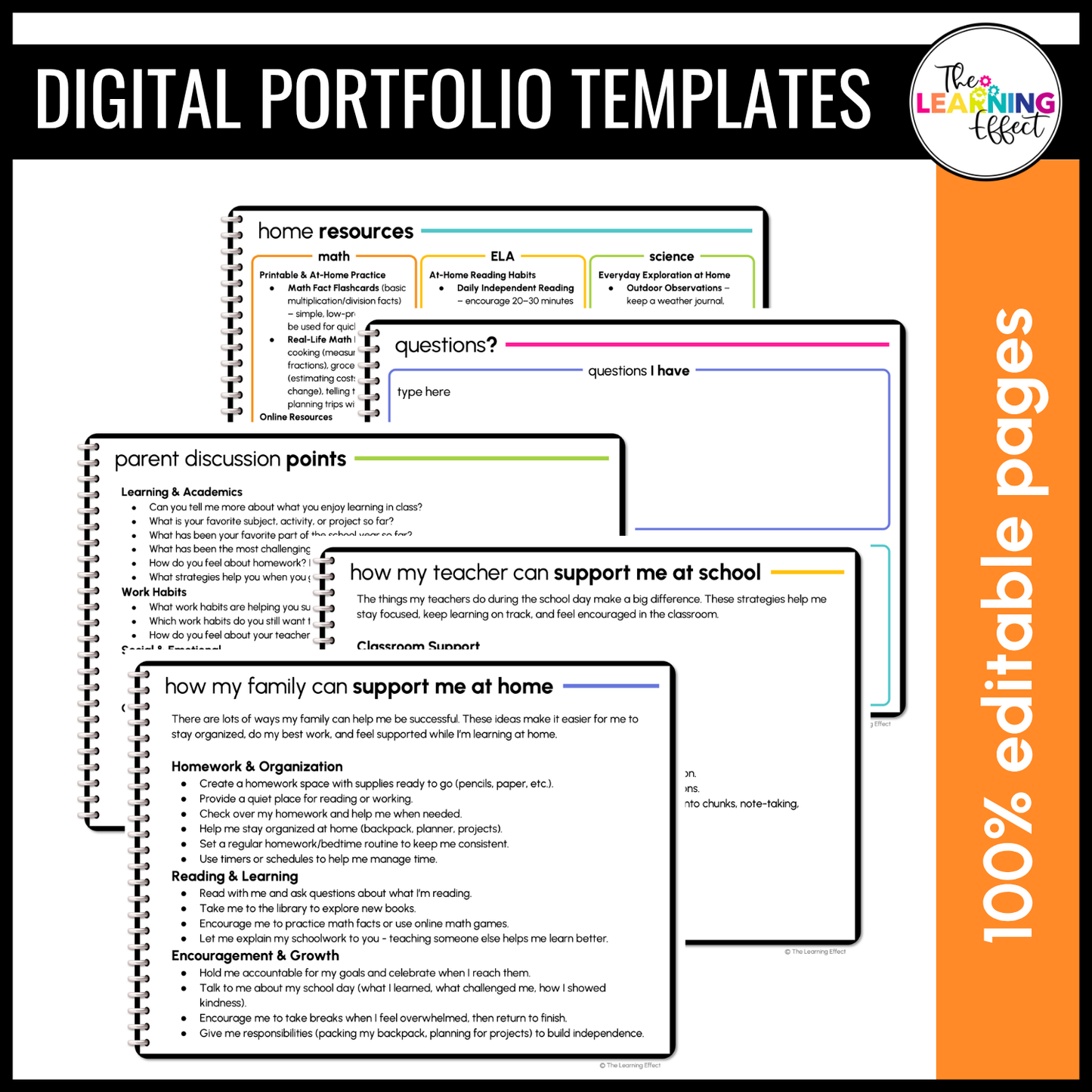Student Led Conferences Google Slides | Editable Digital Portfolio Virtual Forms