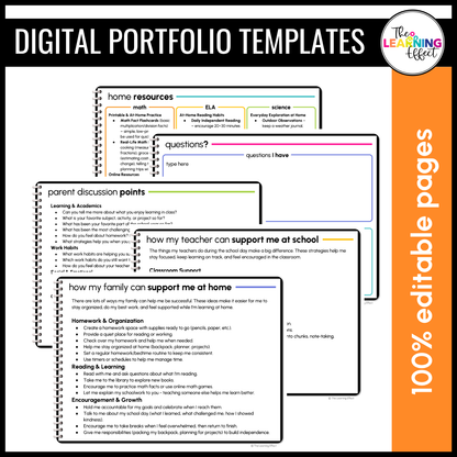 Student Led Conferences Google Slides | Editable Digital Portfolio Virtual Forms