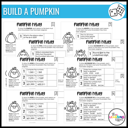 Fall Math Game for 4th Grade | Relay Review Activity | Place Value
