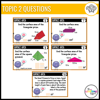 6th Grade Math Spiral Review #3 Google Slides | Digital Task Cards Test Prep Activity