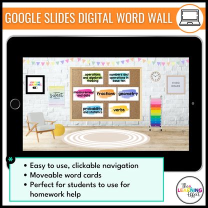 3rd Grade Math Word Wall | Printable Vocabulary Cards and Digital Google Slides