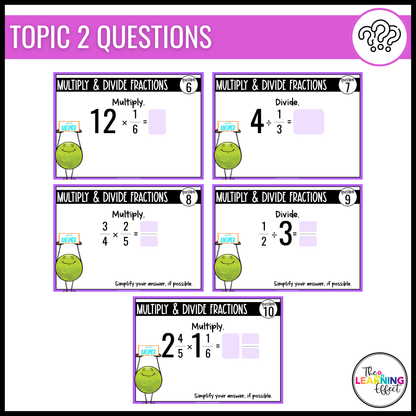 5th Grade Math Spiral Review #3 Google Slides | Digital Task Cards Test Prep Activity
